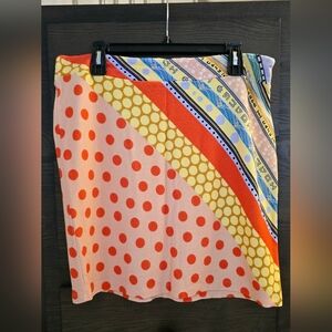 EUC Farm Rio Halley Knit Mini Skirt Abstract Dots Lines Global - Anthropologie